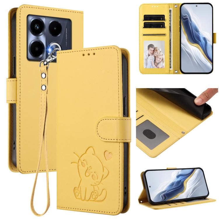 Embossed Heart Cat Leather Phone Case with Hand Strap, For Infinix Zero 40 4G / 5G, For Infinix Note 40X 5G, For Infinix Note 40 5G, For Infinix GT 20 Pro 5G, For Infinix Note 40 4G, For Infinix Hot 40 4G / 40 Pro 4G, For Infinix Zero 30 4G            ...