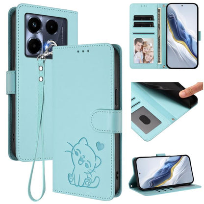 Embossed Heart Cat Leather Phone Case with Hand Strap, For Infinix Zero 40 4G / 5G, For Infinix Note 40X 5G, For Infinix Note 40 5G, For Infinix GT 20 Pro 5G, For Infinix Note 40 4G, For Infinix Hot 40 4G / 40 Pro 4G, For Infinix Zero 30 4G            ...