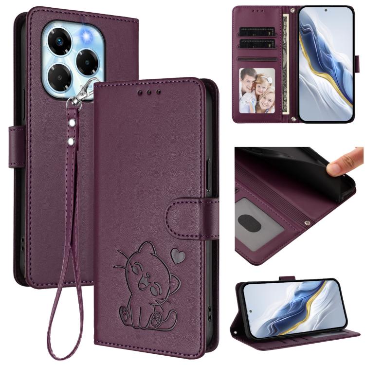 Embossed Heart Cat Leather Phone Case with Hand Strap, For Infinix Zero 40 4G / 5G, For Infinix Note 40X 5G, For Infinix Note 40 5G, For Infinix GT 20 Pro 5G, For Infinix Note 40 4G, For Infinix Hot 40 4G / 40 Pro 4G, For Infinix Zero 30 4G            ...
