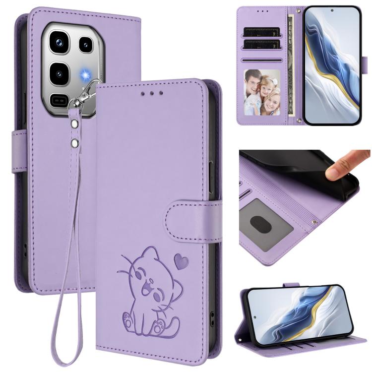 Embossed Heart Cat Leather Phone Case with Hand Strap, For Infinix GT 30 Pro, For Infinix Note 50s 5G, For Infinix Note 50X 5G, For Infinix Note 50 Pro+ 5G, For Infinix Note 50 Pro 4G / 50 4G, For Infinix Hot 50i 4G / Smart 9 4G                        ...
