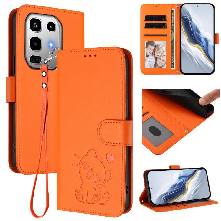 Embossed Heart Cat Leather Phone Case with Hand Strap, For Infinix GT 30 Pro, For Infinix Note 50s 5G, For Infinix Note 50X 5G, For Infinix Note 50 Pro+ 5G, For Infinix Note 50 Pro 4G / 50 4G, For Infinix Hot 50i 4G / Smart 9 4G                        ...