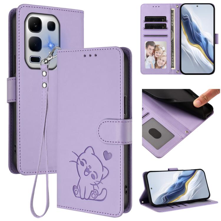 Embossed Heart Cat Leather Phone Case with Hand Strap, For Infinix GT 30 Pro, For Infinix Note 50s 5G, For Infinix Note 50X 5G, For Infinix Note 50 Pro+ 5G, For Infinix Note 50 Pro 4G / 50 4G, For Infinix Hot 50i 4G / Smart 9 4G                        ...