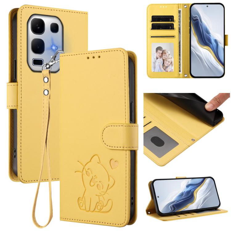 Embossed Heart Cat Leather Phone Case with Hand Strap, For Infinix GT 30 Pro, For Infinix Note 50s 5G, For Infinix Note 50X 5G, For Infinix Note 50 Pro+ 5G, For Infinix Note 50 Pro 4G / 50 4G, For Infinix Hot 50i 4G / Smart 9 4G                        ...
