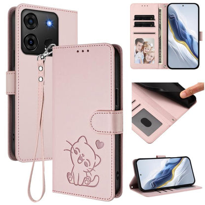 Embossed Heart Cat Leather Phone Case with Hand Strap, For Infinix Hot 30 Play 4G / NFC 4G, For Infinix Smart 7 Plus / 7 HD, For Infinix Note 30 4G / 5G, For Infinix Note 30 VIP, For Infinix Hot 30i / X669, For Infinix Hot 30 4G                        ...