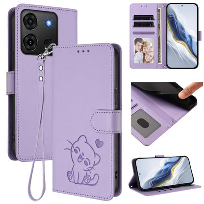 Embossed Heart Cat Leather Phone Case with Hand Strap, For Infinix Hot 30 Play 4G / NFC 4G, For Infinix Smart 7 Plus / 7 HD, For Infinix Note 30 4G / 5G, For Infinix Note 30 VIP, For Infinix Hot 30i / X669, For Infinix Hot 30 4G                        ...