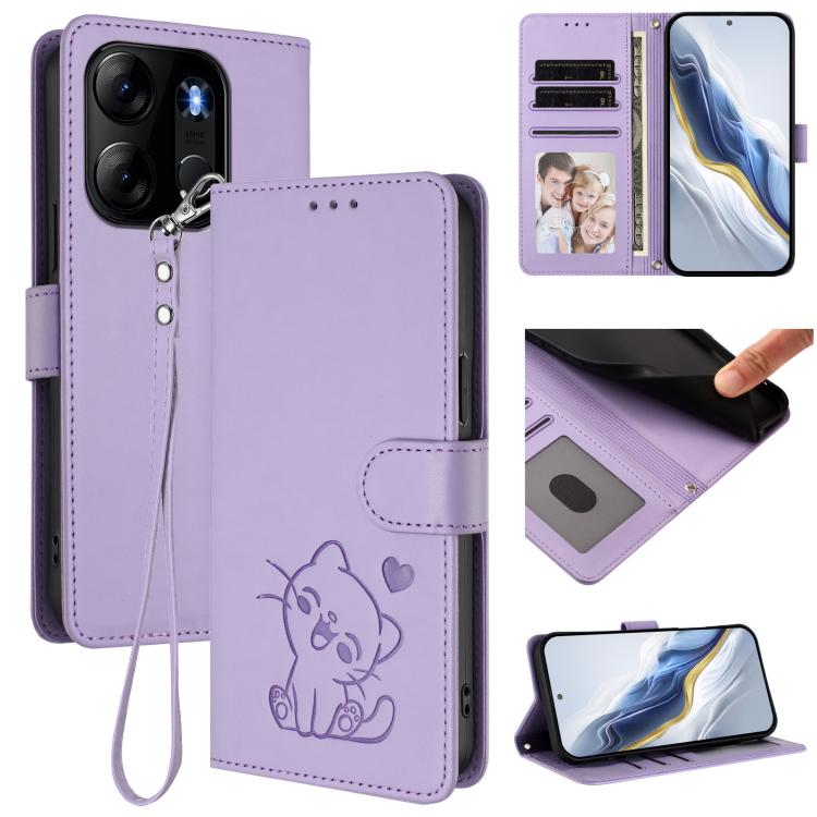 Embossed Heart Cat Leather Phone Case with Hand Strap, For Infinix Hot 30 Play 4G / NFC 4G, For Infinix Smart 7 Plus / 7 HD, For Infinix Note 30 4G / 5G, For Infinix Note 30 VIP, For Infinix Hot 30i / X669, For Infinix Hot 30 4G                        ...