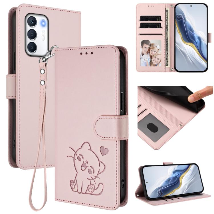 Embossed Heart Cat Leather Phone Case with Hand Strap, For Infinix Hot 12i / 20i, For Infinix Zero 5G 2023, For Infinix Hot 20 Play, For Infinix Hot 20 4G, For Infinix Zero 20, For Infinix Note 12 2023 / 12 Pro 4G, For Infinix Hot 12 Play