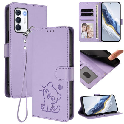 Embossed Heart Cat Leather Phone Case with Hand Strap, For Infinix Hot 12i / 20i, For Infinix Zero 5G 2023, For Infinix Hot 20 Play, For Infinix Hot 20 4G, For Infinix Zero 20, For Infinix Note 12 2023 / 12 Pro 4G, For Infinix Hot 12 Play