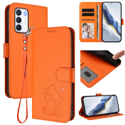 Embossed Heart Cat Leather Phone Case with Hand Strap, For Infinix Hot 12i / 20i, For Infinix Zero 5G 2023, For Infinix Hot 20 Play, For Infinix Hot 20 4G, For Infinix Zero 20, For Infinix Note 12 2023 / 12 Pro 4G, For Infinix Hot 12 Play