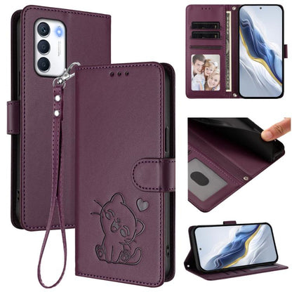 Embossed Heart Cat Leather Phone Case with Hand Strap, For Infinix Hot 12i / 20i, For Infinix Zero 5G 2023, For Infinix Hot 20 Play, For Infinix Hot 20 4G, For Infinix Zero 20, For Infinix Note 12 2023 / 12 Pro 4G, For Infinix Hot 12 Play