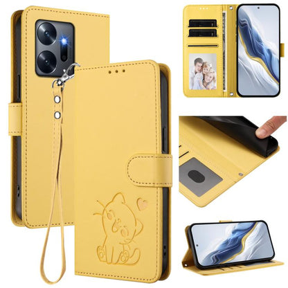Embossed Heart Cat Leather Phone Case with Hand Strap, For Infinix Hot 12i / 20i, For Infinix Zero 5G 2023, For Infinix Hot 20 Play, For Infinix Hot 20 4G, For Infinix Zero 20, For Infinix Note 12 2023 / 12 Pro 4G, For Infinix Hot 12 Play