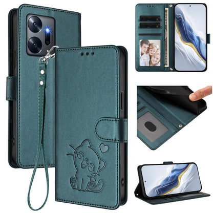 Embossed Heart Cat Leather Phone Case with Hand Strap, For Infinix Hot 12i / 20i, For Infinix Zero 5G 2023, For Infinix Hot 20 Play, For Infinix Hot 20 4G, For Infinix Zero 20, For Infinix Note 12 2023 / 12 Pro 4G, For Infinix Hot 12 Play