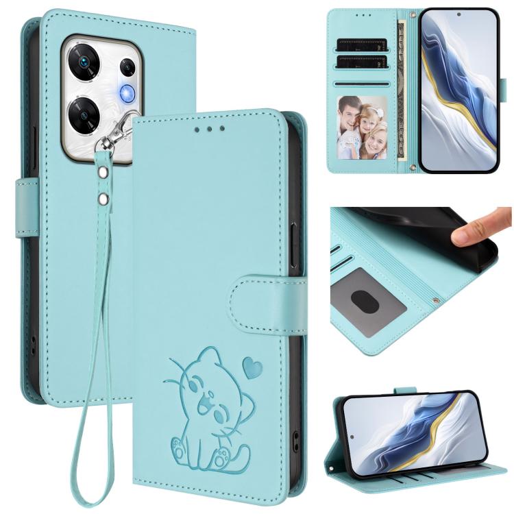 Embossed Heart Cat Leather Phone Case with Hand Strap, For Infinix Zero 40 4G / 5G, For Infinix Note 40X 5G, For Infinix Note 40 5G, For Infinix GT 20 Pro 5G, For Infinix Note 40 4G, For Infinix Hot 40 4G / 40 Pro 4G, For Infinix Zero 30 4G            ...