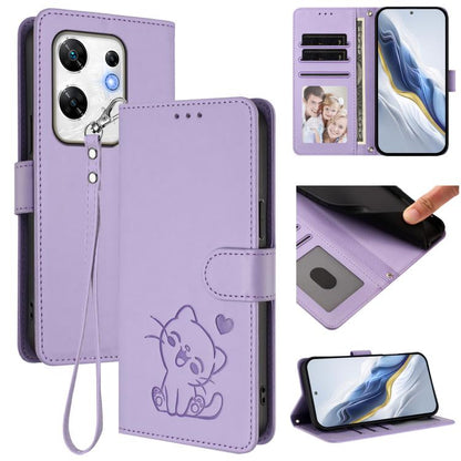Embossed Heart Cat Leather Phone Case with Hand Strap, For Infinix Zero 40 4G / 5G, For Infinix Note 40X 5G, For Infinix Note 40 5G, For Infinix GT 20 Pro 5G, For Infinix Note 40 4G, For Infinix Hot 40 4G / 40 Pro 4G, For Infinix Zero 30 4G            ...