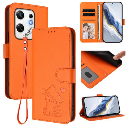 Embossed Heart Cat Leather Phone Case with Hand Strap, For Infinix Zero 40 4G / 5G, For Infinix Note 40X 5G, For Infinix Note 40 5G, For Infinix GT 20 Pro 5G, For Infinix Note 40 4G, For Infinix Hot 40 4G / 40 Pro 4G, For Infinix Zero 30 4G            ...