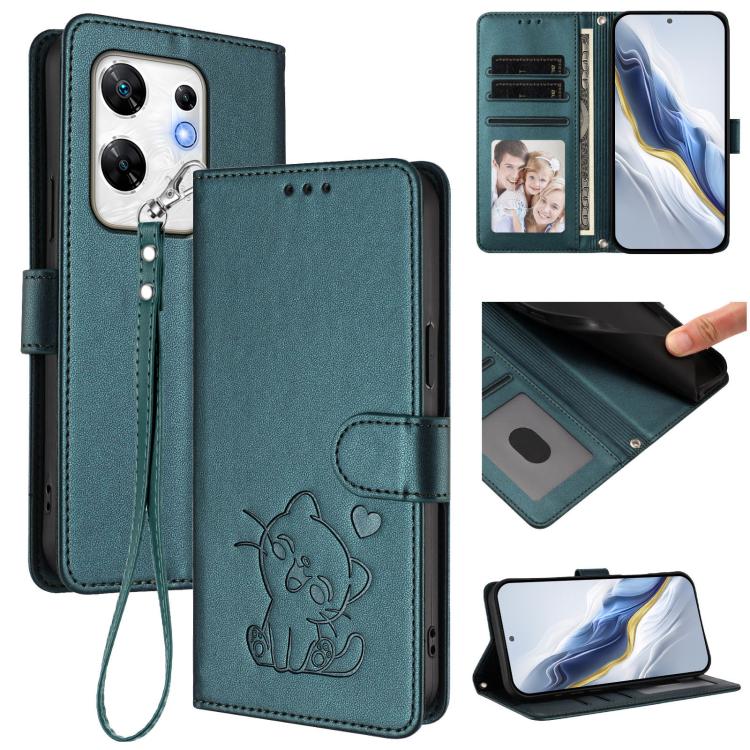Embossed Heart Cat Leather Phone Case with Hand Strap, For Infinix Zero 40 4G / 5G, For Infinix Note 40X 5G, For Infinix Note 40 5G, For Infinix GT 20 Pro 5G, For Infinix Note 40 4G, For Infinix Hot 40 4G / 40 Pro 4G, For Infinix Zero 30 4G            ...
