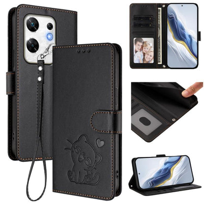 Embossed Heart Cat Leather Phone Case with Hand Strap, For Infinix Zero 40 4G / 5G, For Infinix Note 40X 5G, For Infinix Note 40 5G, For Infinix GT 20 Pro 5G, For Infinix Note 40 4G, For Infinix Hot 40 4G / 40 Pro 4G, For Infinix Zero 30 4G            ...