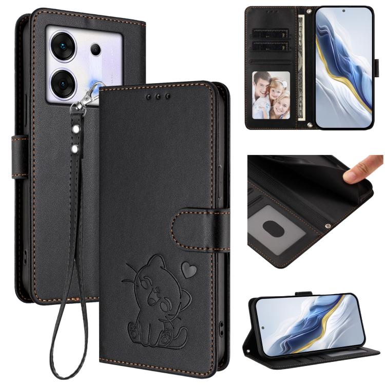 Embossed Heart Cat Leather Phone Case with Hand Strap, For Infinix Zero 40 4G / 5G, For Infinix Note 40X 5G, For Infinix Note 40 5G, For Infinix GT 20 Pro 5G, For Infinix Note 40 4G, For Infinix Hot 40 4G / 40 Pro 4G, For Infinix Zero 30 4G            ...