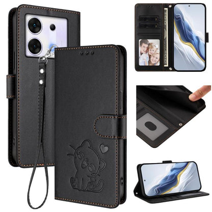 Embossed Heart Cat Leather Phone Case with Hand Strap, For Infinix Zero 40 4G / 5G, For Infinix Note 40X 5G, For Infinix Note 40 5G, For Infinix GT 20 Pro 5G, For Infinix Note 40 4G, For Infinix Hot 40 4G / 40 Pro 4G, For Infinix Zero 30 4G            ...