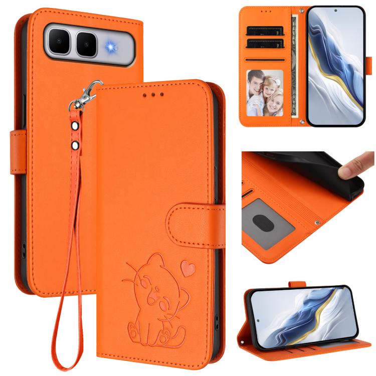 Embossed Heart Cat Leather Phone Case with Hand Strap, For Infinix GT 50 Pro 5G, For Infinix Note Edge 5G, For Infinix Smart 20 4G, For Infinix Note 60 5G / Note 60 Pro 5G, For Infinix Hot 60 4G / 60i 4G, For Infinix Hot 60 Pro+ 4G                     ...