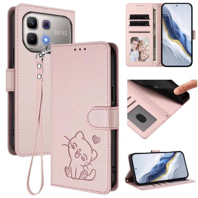 Embossed Heart Cat Leather Phone Case with Hand Strap, For Infinix GT 50 Pro 5G, For Infinix Note Edge 5G, For Infinix Smart 20 4G, For Infinix Note 60 5G / Note 60 Pro 5G, For Infinix Hot 60 4G / 60i 4G, For Infinix Hot 60 Pro+ 4G                     ...