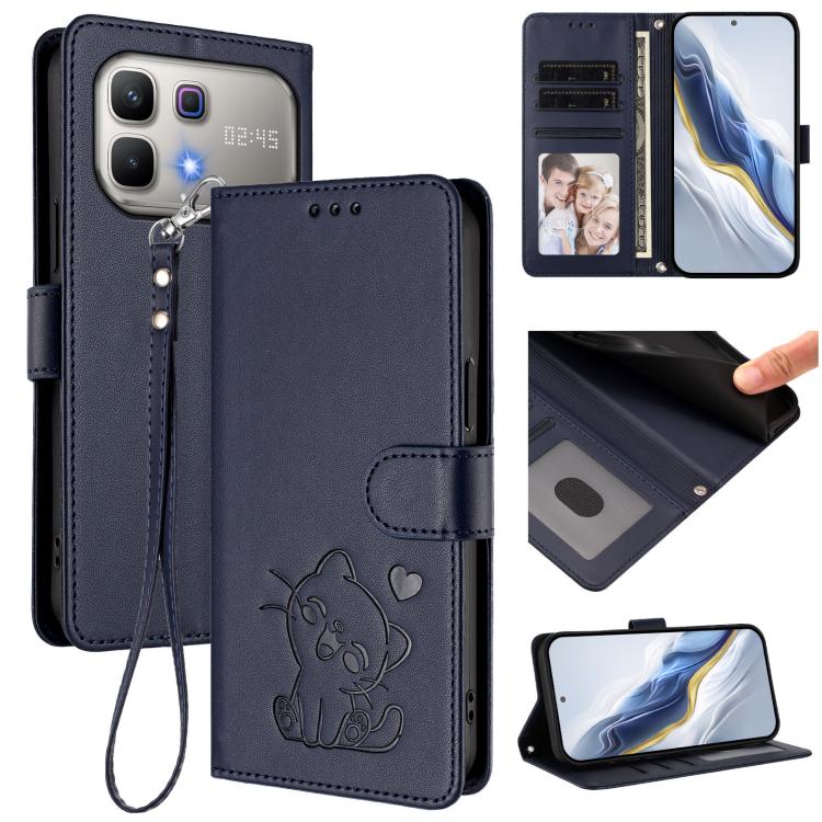 Embossed Heart Cat Leather Phone Case with Hand Strap, For Infinix GT 50 Pro 5G, For Infinix Note Edge 5G, For Infinix Smart 20 4G, For Infinix Note 60 5G / Note 60 Pro 5G, For Infinix Hot 60 4G / 60i 4G, For Infinix Hot 60 Pro+ 4G                     ...