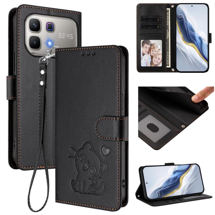 Embossed Heart Cat Leather Phone Case with Hand Strap, For Infinix GT 50 Pro 5G, For Infinix Note Edge 5G, For Infinix Smart 20 4G, For Infinix Note 60 5G / Note 60 Pro 5G, For Infinix Hot 60 4G / 60i 4G, For Infinix Hot 60 Pro+ 4G                     ...