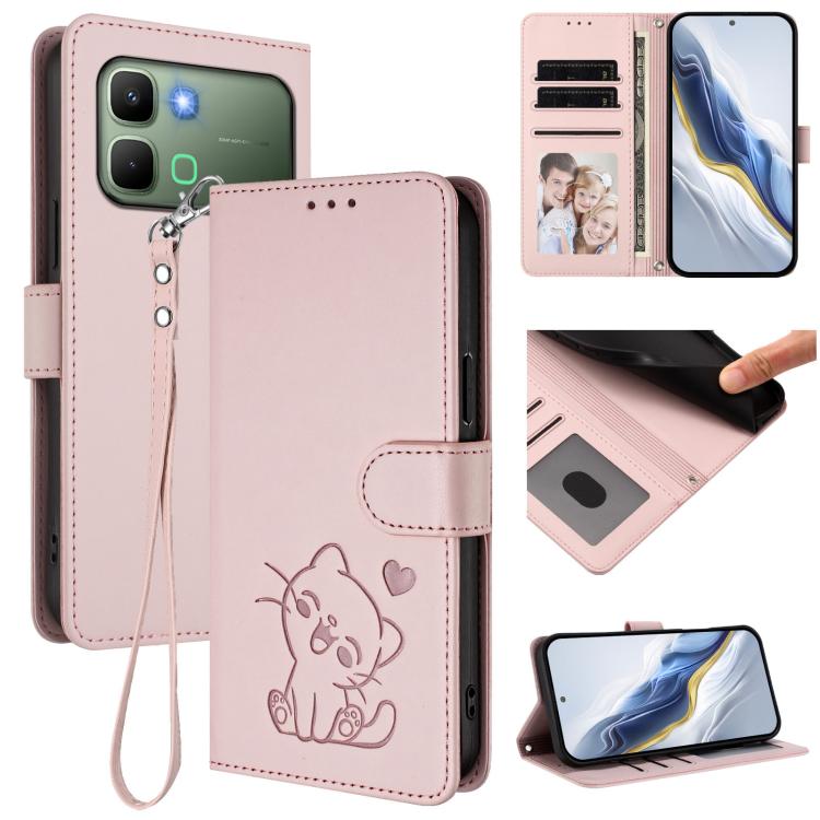 Embossed Heart Cat Leather Phone Case with Hand Strap, For Infinix GT 50 Pro 5G, For Infinix Note Edge 5G, For Infinix Smart 20 4G, For Infinix Note 60 5G / Note 60 Pro 5G, For Infinix Hot 60 4G / 60i 4G, For Infinix Hot 60 Pro+ 4G                     ...