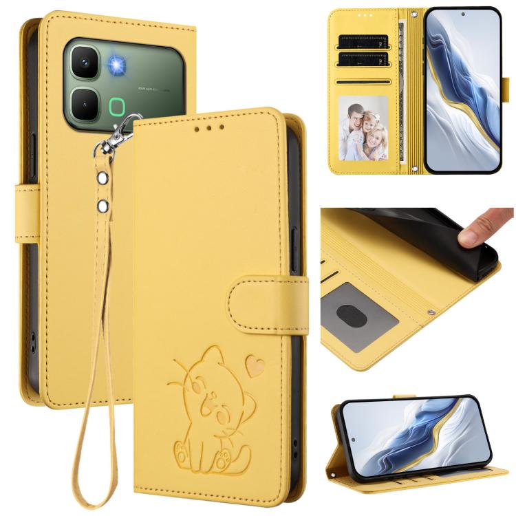 Embossed Heart Cat Leather Phone Case with Hand Strap, For Infinix GT 50 Pro 5G, For Infinix Note Edge 5G, For Infinix Smart 20 4G, For Infinix Note 60 5G / Note 60 Pro 5G, For Infinix Hot 60 4G / 60i 4G, For Infinix Hot 60 Pro+ 4G                     ...