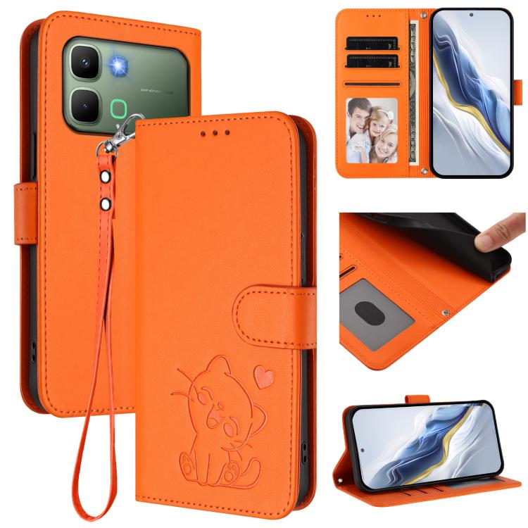 Embossed Heart Cat Leather Phone Case with Hand Strap, For Infinix GT 50 Pro 5G, For Infinix Note Edge 5G, For Infinix Smart 20 4G, For Infinix Note 60 5G / Note 60 Pro 5G, For Infinix Hot 60 4G / 60i 4G, For Infinix Hot 60 Pro+ 4G                     ...