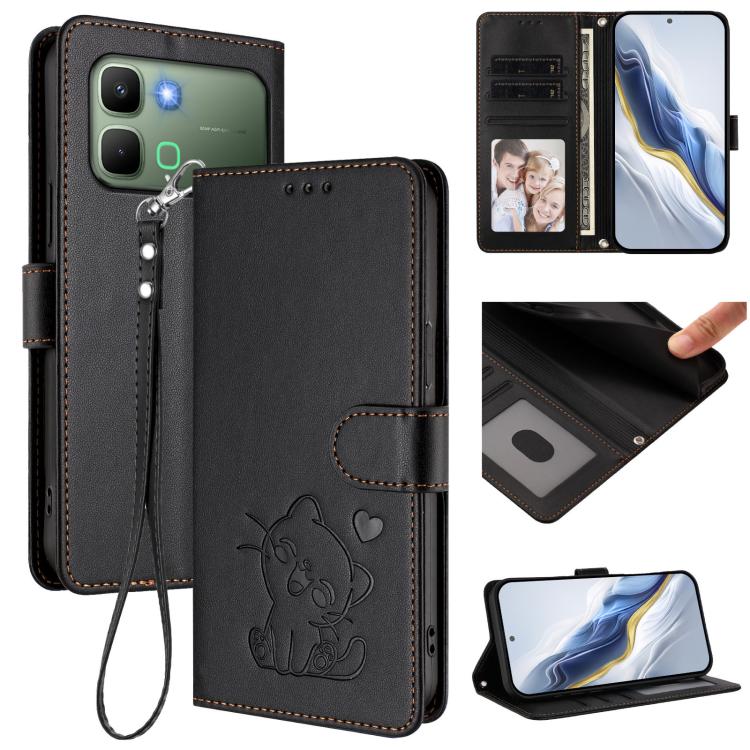 Embossed Heart Cat Leather Phone Case with Hand Strap, For Infinix GT 50 Pro 5G, For Infinix Note Edge 5G, For Infinix Smart 20 4G, For Infinix Note 60 5G / Note 60 Pro 5G, For Infinix Hot 60 4G / 60i 4G, For Infinix Hot 60 Pro+ 4G                     ...