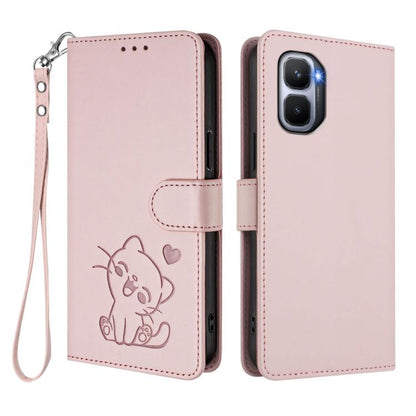 Embossed Heart Cat Leather Phone Case with Hand Strap, For Infinix GT 50 Pro 5G, For Infinix Note Edge 5G, For Infinix Smart 20 4G, For Infinix Note 60 5G / Note 60 Pro 5G, For Infinix Hot 60 4G / 60i 4G, For Infinix Hot 60 Pro+ 4G                     ...