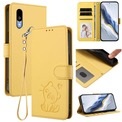 Embossed Heart Cat Leather Phone Case with Hand Strap, For Sharp Aquos wish6, For Sharp Aquos R11, For Sharp Aquos Sense 10, For Sharp Aquos R10, For Sharp Aquos wish5, For Sharp Basio Active3, For Sharp Aquos Sense9 Plus, For Sharp Aquos Sense9       ...