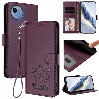 Embossed Heart Cat Leather Phone Case with Hand Strap, For Sharp Aquos wish6, For Sharp Aquos R11, For Sharp Aquos Sense 10, For Sharp Aquos R10, For Sharp Aquos wish5, For Sharp Basio Active3, For Sharp Aquos Sense9 Plus, For Sharp Aquos Sense9       ...
