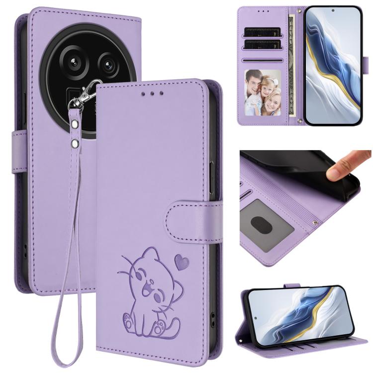 Embossed Heart Cat Leather Phone Case with Hand Strap, For Sharp Aquos wish6, For Sharp Aquos R11, For Sharp Aquos Sense 10, For Sharp Aquos R10, For Sharp Aquos wish5, For Sharp Basio Active3, For Sharp Aquos Sense9 Plus, For Sharp Aquos Sense9       ...