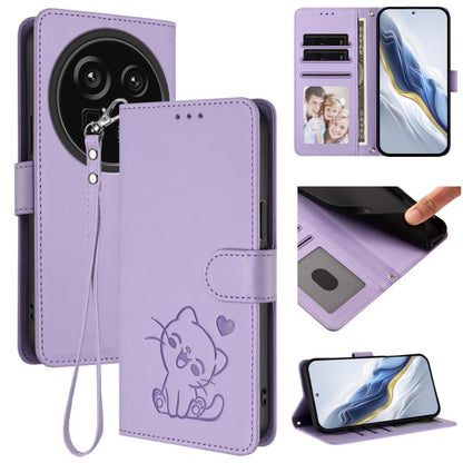 Embossed Heart Cat Leather Phone Case with Hand Strap, For Sharp Aquos wish6, For Sharp Aquos R11, For Sharp Aquos Sense 10, For Sharp Aquos R10, For Sharp Aquos wish5, For Sharp Basio Active3, For Sharp Aquos Sense9 Plus, For Sharp Aquos Sense9       ...
