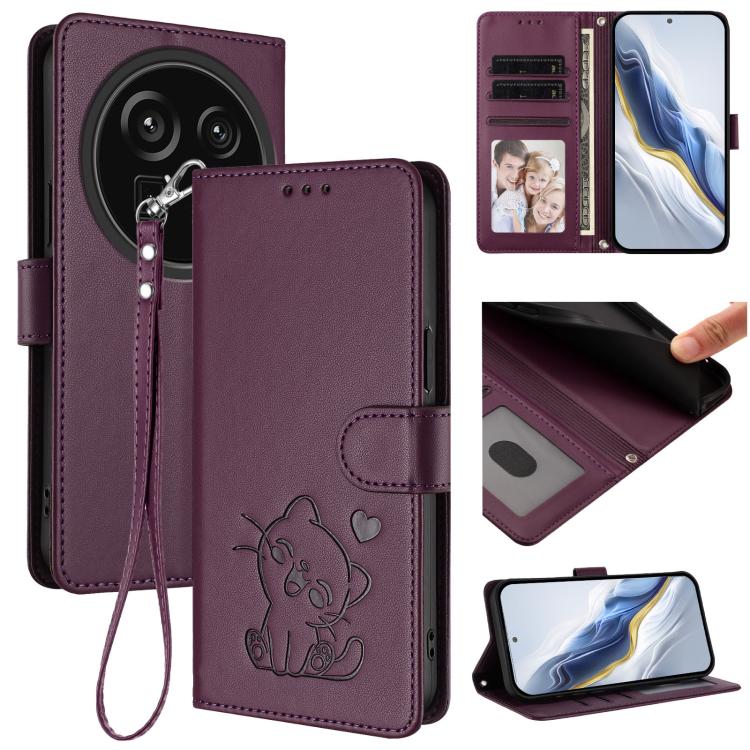 Embossed Heart Cat Leather Phone Case with Hand Strap, For Sharp Aquos wish6, For Sharp Aquos R11, For Sharp Aquos Sense 10, For Sharp Aquos R10, For Sharp Aquos wish5, For Sharp Basio Active3, For Sharp Aquos Sense9 Plus, For Sharp Aquos Sense9       ...