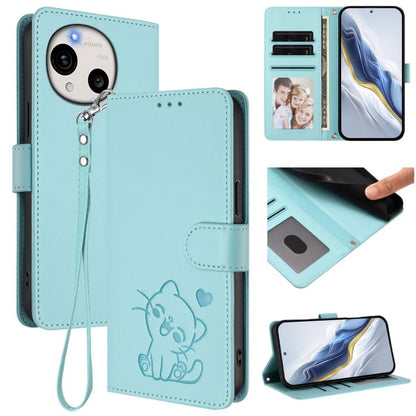 Embossed Heart Cat Leather Phone Case with Hand Strap, For Sharp Aquos wish6, For Sharp Aquos R11, For Sharp Aquos Sense 10, For Sharp Aquos R10, For Sharp Aquos wish5, For Sharp Basio Active3, For Sharp Aquos Sense9 Plus, For Sharp Aquos Sense9       ...