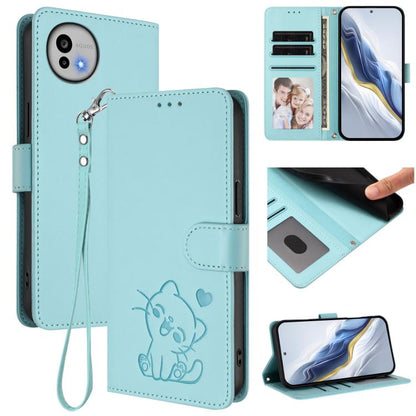 Embossed Heart Cat Leather Phone Case with Hand Strap, For Sharp Aquos wish6, For Sharp Aquos R11, For Sharp Aquos Sense 10, For Sharp Aquos R10, For Sharp Aquos wish5, For Sharp Basio Active3, For Sharp Aquos Sense9 Plus, For Sharp Aquos Sense9       ...
