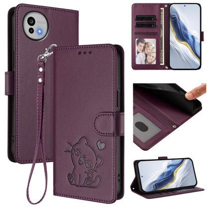 Embossed Heart Cat Leather Phone Case with Hand Strap, For Sharp Aquos wish6, For Sharp Aquos R11, For Sharp Aquos Sense 10, For Sharp Aquos R10, For Sharp Aquos wish5, For Sharp Basio Active3, For Sharp Aquos Sense9 Plus, For Sharp Aquos Sense9       ...