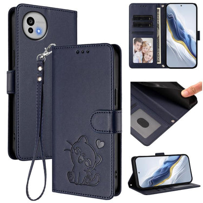 Embossed Heart Cat Leather Phone Case with Hand Strap, For Sharp Aquos wish6, For Sharp Aquos R11, For Sharp Aquos Sense 10, For Sharp Aquos R10, For Sharp Aquos wish5, For Sharp Basio Active3, For Sharp Aquos Sense9 Plus, For Sharp Aquos Sense9       ...