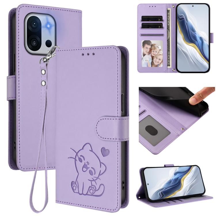 Embossed Heart Cat Leather Phone Case with Hand Strap, For OnePlus Turbo 6X Pro 5G, For OnePlus Turbo 6 / 6V 5G, For OnePlus Nord 5 5G / Ace 5 Ultra, For OnePlus Nord CE5 / Ace 5 Racing, For OnePlus 13T 5G, For OnePlus 13R / Ace 5 Pro / Ace 5          ...