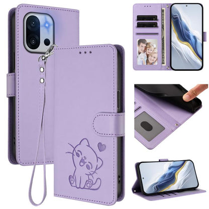 Embossed Heart Cat Leather Phone Case with Hand Strap, For OnePlus Turbo 6X Pro 5G, For OnePlus Turbo 6 / 6V 5G, For OnePlus Nord 5 5G / Ace 5 Ultra, For OnePlus Nord CE5 / Ace 5 Racing, For OnePlus 13T 5G, For OnePlus 13R / Ace 5 Pro / Ace 5          ...