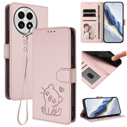 Embossed Heart Cat Leather Phone Case with Hand Strap, For OnePlus Turbo 6X Pro 5G, For OnePlus Turbo 6 / 6V 5G, For OnePlus Nord 5 5G / Ace 5 Ultra, For OnePlus Nord CE5 / Ace 5 Racing, For OnePlus 13T 5G, For OnePlus 13R / Ace 5 Pro / Ace 5          ...