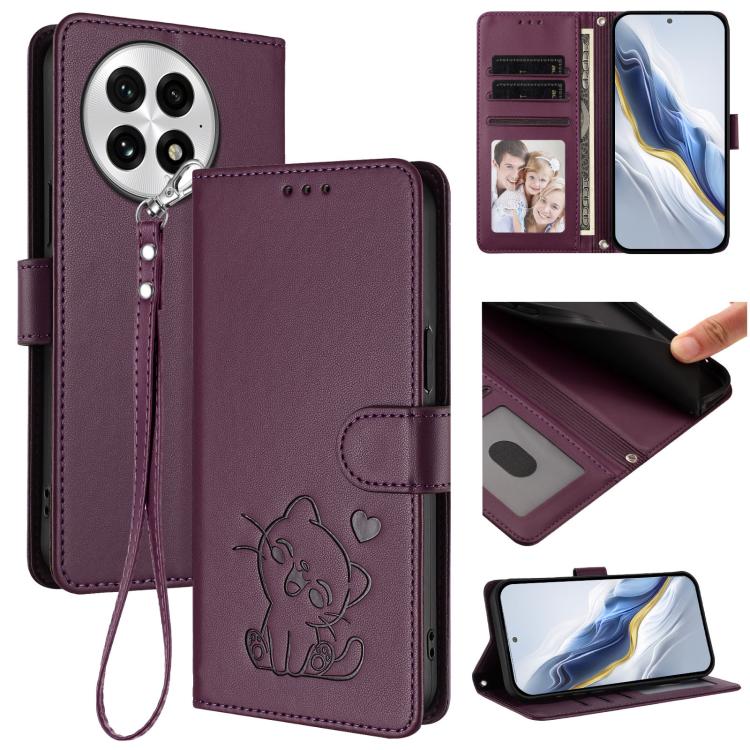 Embossed Heart Cat Leather Phone Case with Hand Strap, For OnePlus Turbo 6X Pro 5G, For OnePlus Turbo 6 / 6V 5G, For OnePlus Nord 5 5G / Ace 5 Ultra, For OnePlus Nord CE5 / Ace 5 Racing, For OnePlus 13T 5G, For OnePlus 13R / Ace 5 Pro / Ace 5          ...