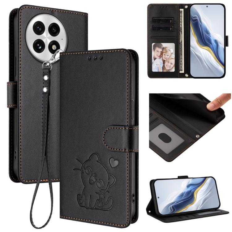 Embossed Heart Cat Leather Phone Case with Hand Strap, For OnePlus Turbo 6X Pro 5G, For OnePlus Turbo 6 / 6V 5G, For OnePlus Nord 5 5G / Ace 5 Ultra, For OnePlus Nord CE5 / Ace 5 Racing, For OnePlus 13T 5G, For OnePlus 13R / Ace 5 Pro / Ace 5          ...