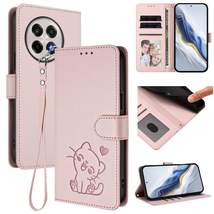 Embossed Heart Cat Leather Phone Case with Hand Strap, For OnePlus Turbo 6X Pro 5G, For OnePlus Turbo 6 / 6V 5G, For OnePlus Nord 5 5G / Ace 5 Ultra, For OnePlus Nord CE5 / Ace 5 Racing, For OnePlus 13T 5G, For OnePlus 13R / Ace 5 Pro / Ace 5          ...