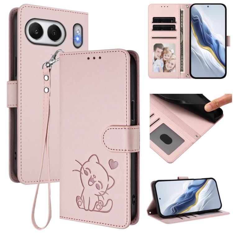 Embossed Heart Cat Leather Phone Case with Hand Strap, For OnePlus Turbo 6X Pro 5G, For OnePlus Turbo 6 / 6V 5G, For OnePlus Nord 5 5G / Ace 5 Ultra, For OnePlus Nord CE5 / Ace 5 Racing, For OnePlus 13T 5G, For OnePlus 13R / Ace 5 Pro / Ace 5          ...