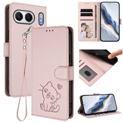 Embossed Heart Cat Leather Phone Case with Hand Strap, For OnePlus Turbo 6X Pro 5G, For OnePlus Turbo 6 / 6V 5G, For OnePlus Nord 5 5G / Ace 5 Ultra, For OnePlus Nord CE5 / Ace 5 Racing, For OnePlus 13T 5G, For OnePlus 13R / Ace 5 Pro / Ace 5          ...