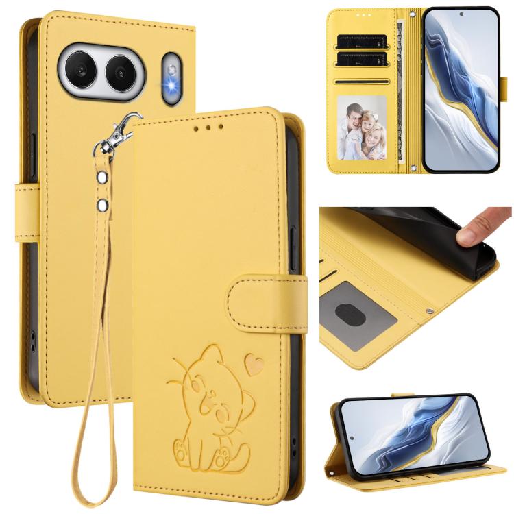 Embossed Heart Cat Leather Phone Case with Hand Strap, For OnePlus Turbo 6X Pro 5G, For OnePlus Turbo 6 / 6V 5G, For OnePlus Nord 5 5G / Ace 5 Ultra, For OnePlus Nord CE5 / Ace 5 Racing, For OnePlus 13T 5G, For OnePlus 13R / Ace 5 Pro / Ace 5          ...